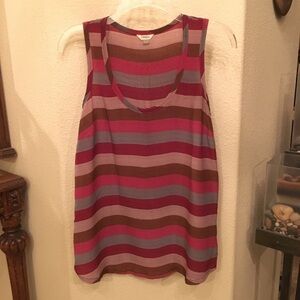 FOSSIL Women 100% Silk Multi-Color Striped Tank Top Size Small